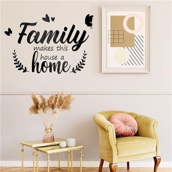 3D Acrylic Mirror Decal Wall Decor Stickers Family Letter Quotes Wall Stickers - Picture 6 of 7